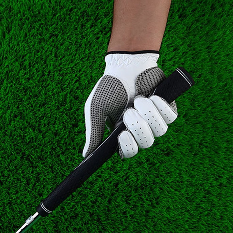 New Golf Gloves Fabric For Men Male Slip-Resistant Breathable Granules Microfiber Cloth Left Hand Sport Gloves