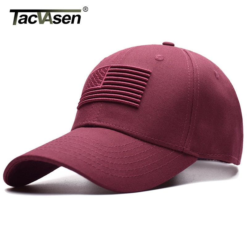 TACVASEN Tactical Baseball Cap Men Summer USA Flag Sun Protection Adjustable Cap Male Fashion Airsoft Casual Golf Baseball Hat