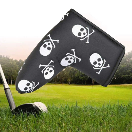 Golf Putter Head Cover Mallet Velco Blade Club Headcovers Putter Cover Protector Waterproof PU Leather Skull Pattern